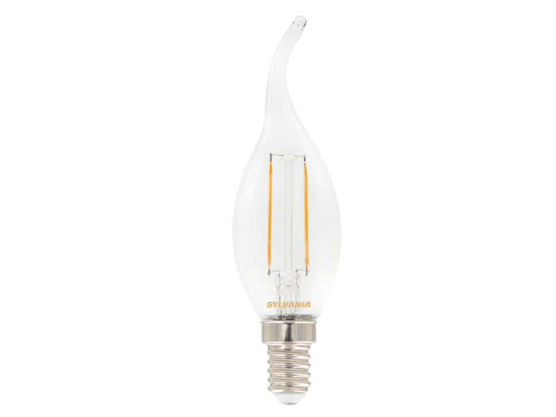 2,5 W, 250 lm, ToLEDo Retro Kerze, E14, 2700 K, 35x123 mm, Sylvania LED-Lampe mit Flammencolben