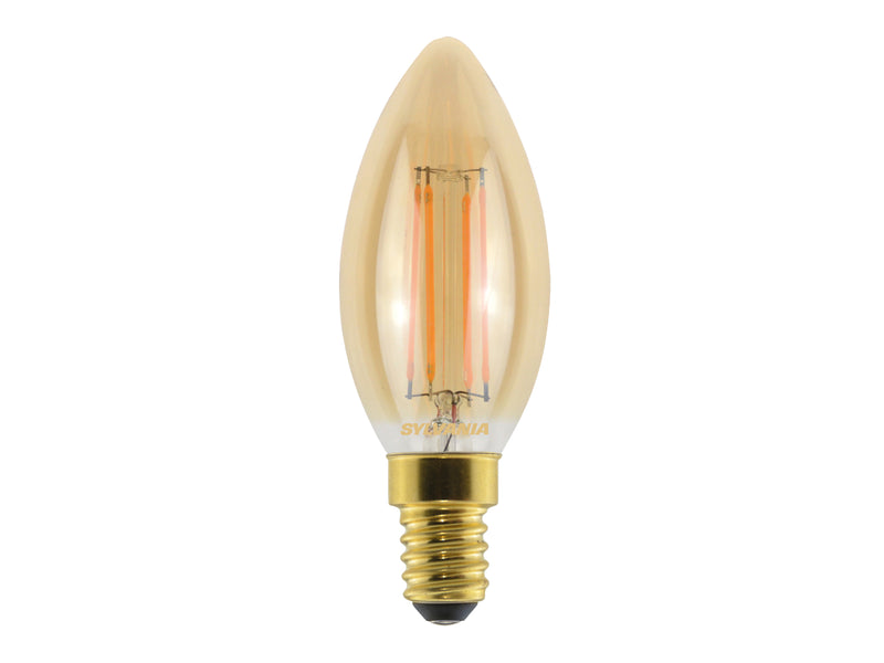 2.5W, 225lm, ToLEDo Retro Kynttilä, E14, 2500K, 35x97mm, Kulta Led lamppu Sylvania