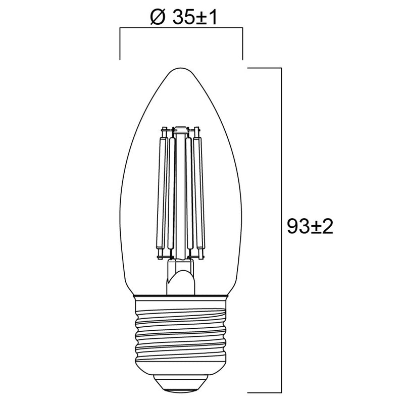 4,5 W, 470 lm, ToLEDo Retro Kerzenform, E27, 2700 K, 35x93 mm, Sylvania Satin LED-Lampe