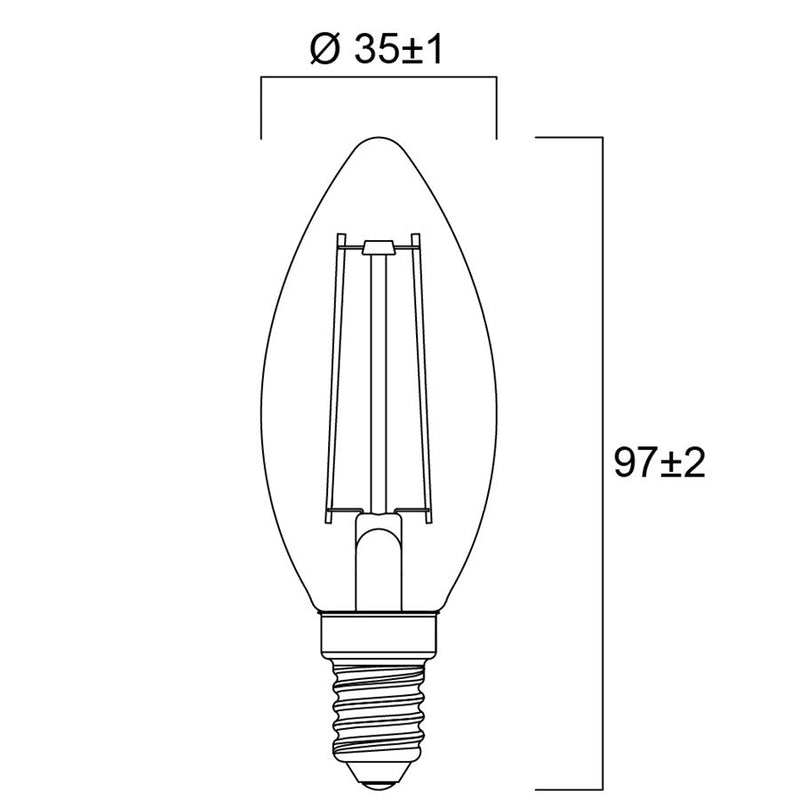 4.5W, 470lm, ToLEDo Retro Kynttilä DIM, E14, 2700K, 35x97mm, Kirkas Led lamppu Sylvania