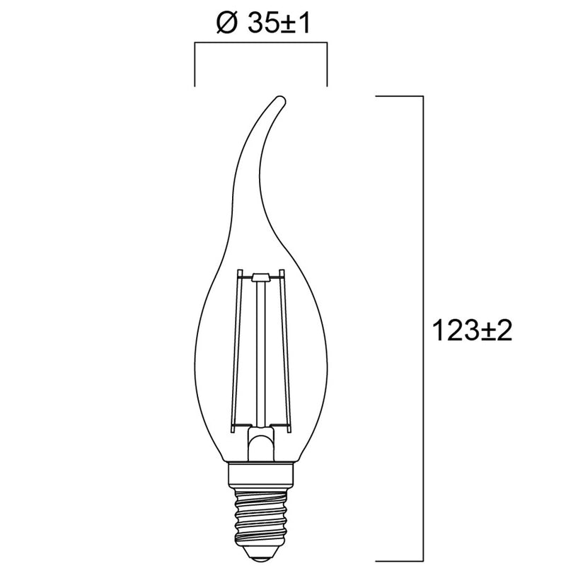 2,5 W, 250 lm, ToLEDo Retro Kerze, E14, 2700 K, 35x123 mm, Sylvania LED-Lampe mit Flammencolben