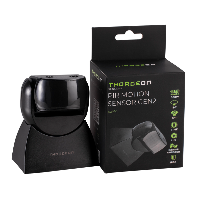 PIR Liiketunnistin GEN2 10m MAX 1200W IP65 Musta Thorgeon