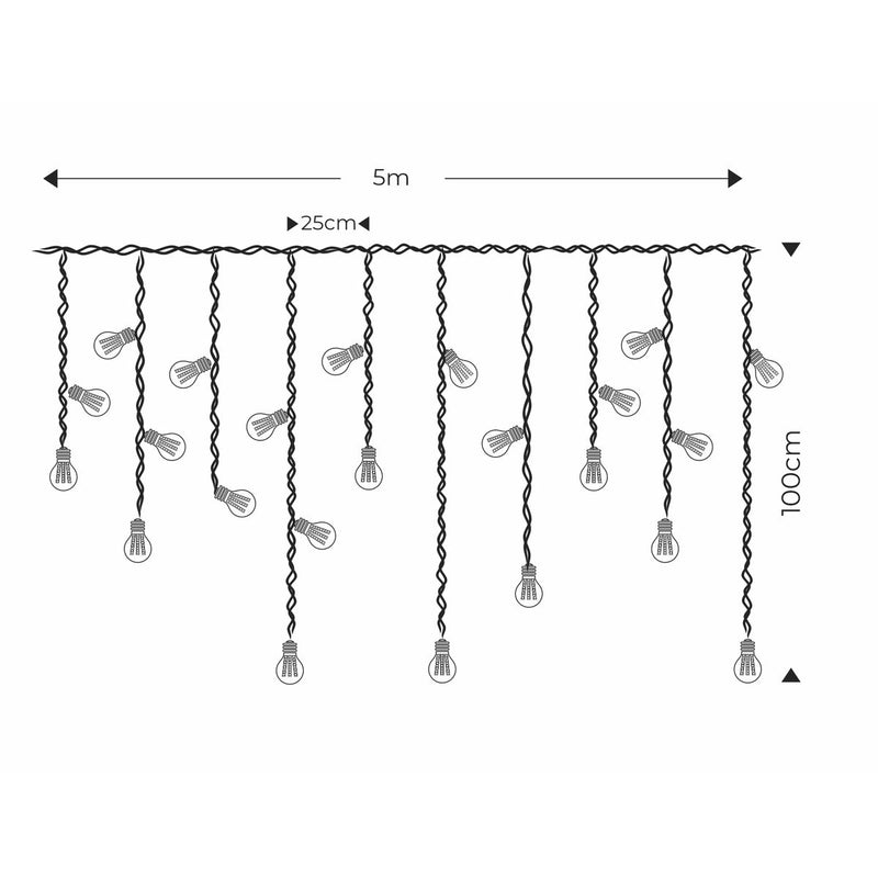 5m LED IP67 String Light, 64 Sockets with Bulbs, Thorgeon