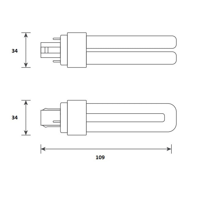 4,5 W, 580 lm, TC-D, G24d-1 2P, 3000 K, 34x109 mm, LED-Stecksockellampe
