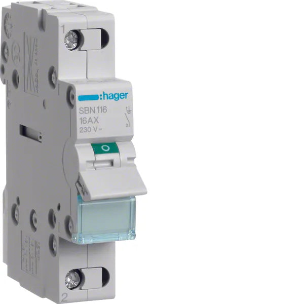 Hager 1-napainen katkaisin 16 A, 230 V, IP20
