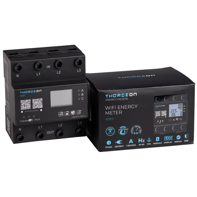 3-phase DIN rail mounted Wi-Fi energy meter 80A(100A) Thorgeon
