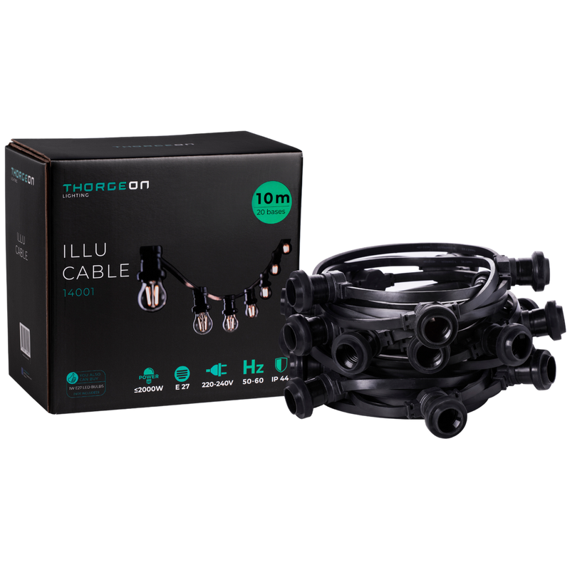 11.5m ILLU Cable E27 20 Sockets 0.5m IP44 Festoon Lights Thorgeon