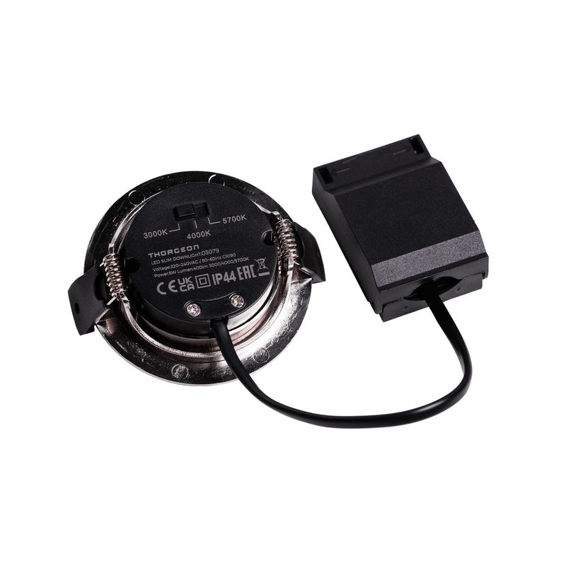 5W, 400lm, LED Slim Downlight, IP44, IK04, 3000K/4000K/5700K, DIM, CCT, 70-75mm, Nikkeli LED alasvalo Thorgeon