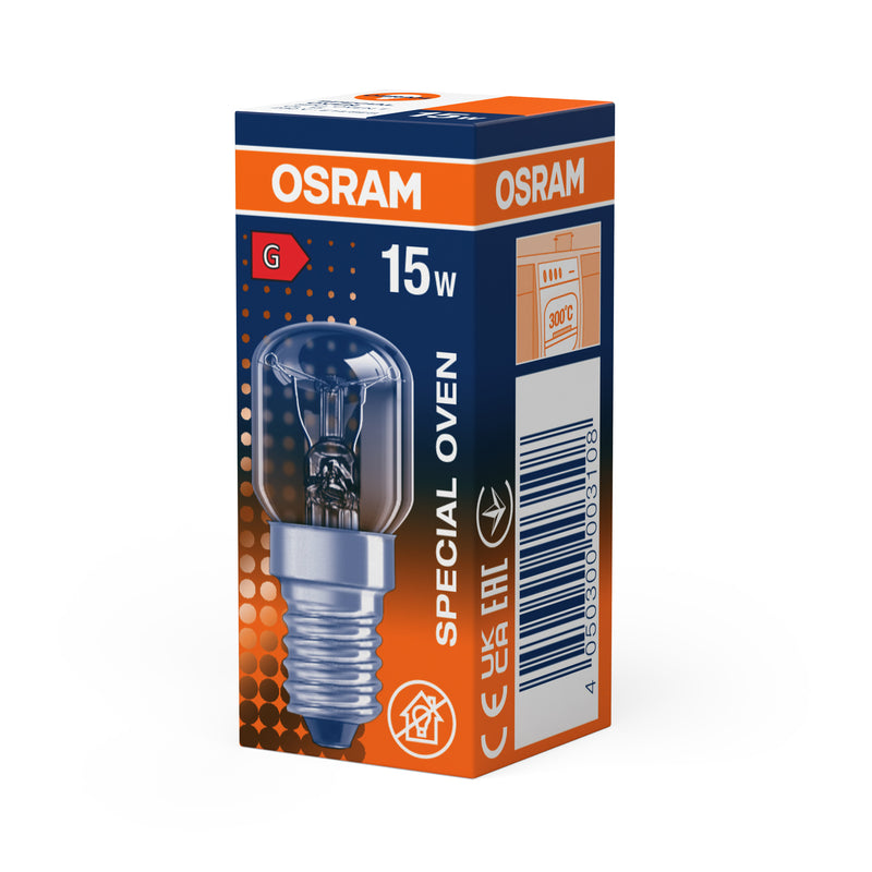 Osram uunilamppu E14 230V 15W 85lm 2700K – kestää 300°C, 43x50mm