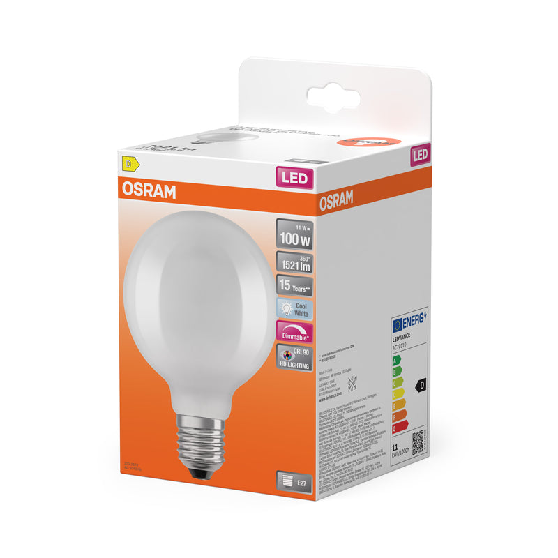 Osram Superstar Plus Globe E27 11 W, 1521 lm – himmennettävä, 4000 K