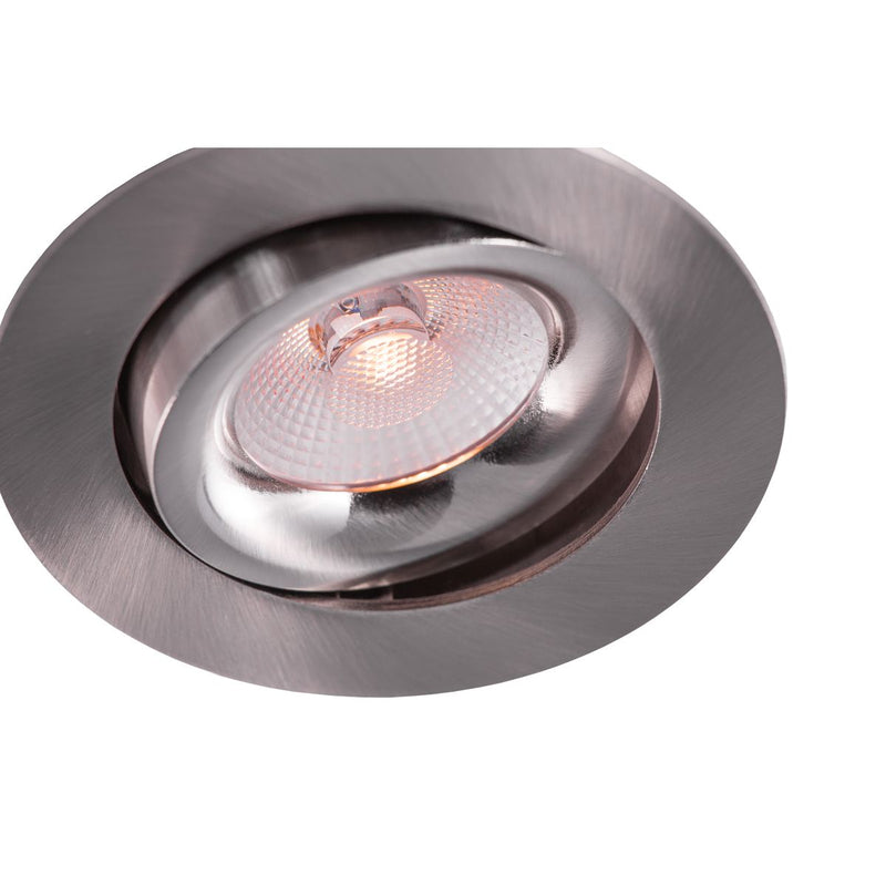 8W, 520lm, LED Downlight, Dim to Warm, 38°, IP44, IK04, 1800K/3000K, 83mm, Nickel LED Downlight Thorgeon