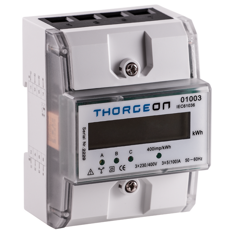 3-Phasen-DIN-Schienen-Energiezähler 100 A Thorgeon