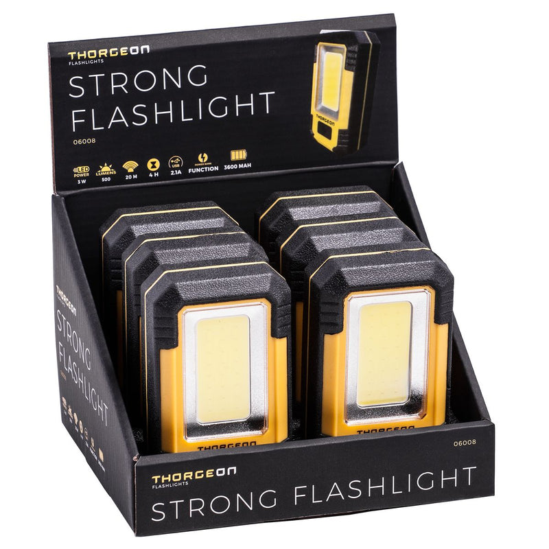 3 W, 500 lm, leistungsstarke Taschenlampe IPX4, 3600 mAh, Powerbank-Funktion, LED-Taschenlampe Thorgeon