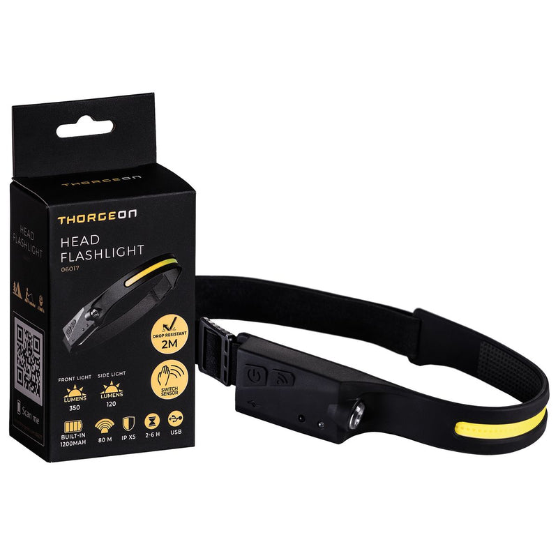 10 W, 120 lm/350 lm, Stirnlampe IPX4, 1200 mAh, LED-Stirnlampe Thorgeon