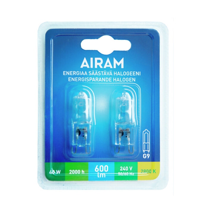 Airam halogen bulb G9 42W 625lm 2800K 2 pcs – 13x42mm