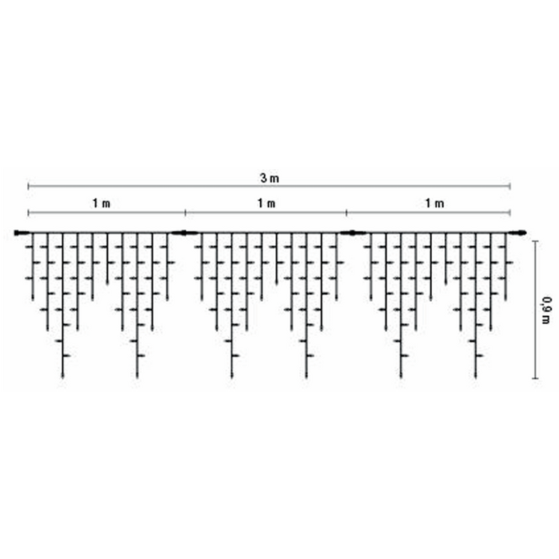7.8W 3m LED Icicle String Lights IP67 2200-2400K Jääpuikkovalosarja 3-osainen Thorgeon
