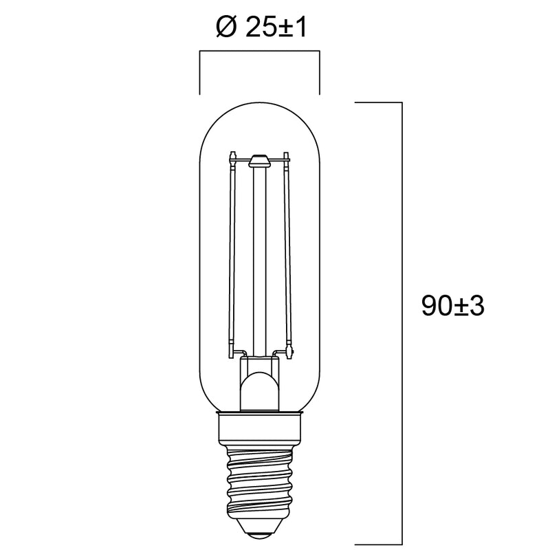 2,5 W, 250 lm, ToLEDo Retro T25, E14, 2700 K, 25x90 mm, LED-Lampe Sylvania