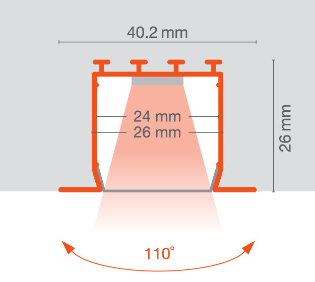 Ledvance LED strip aluminum profile LS AY-PW02 wide – for 14 mm strip, 1m/2m