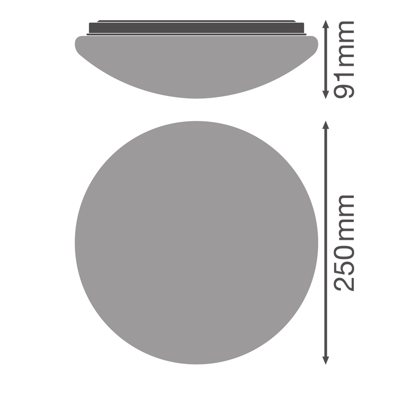 13W, 920lm, Ceiling Essential Round, IP20, IK03, 91x250mm, LED-Deckenleuchte Osram