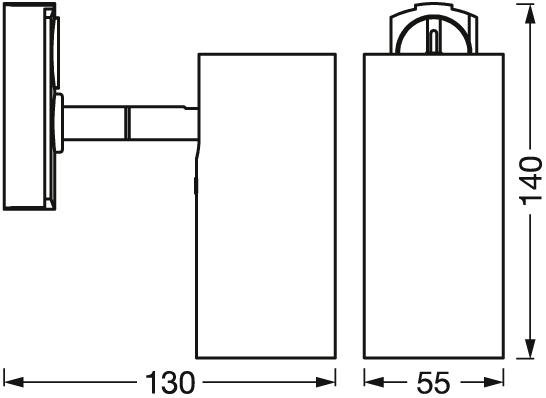 Tracklight Spot Cylinder GU10, IP20, 55x140mm, Kiskovalaisin Osram