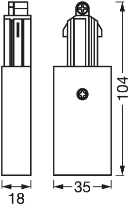 Tracklight Supply Connector, 1 osainen Kiskoliitin Osram