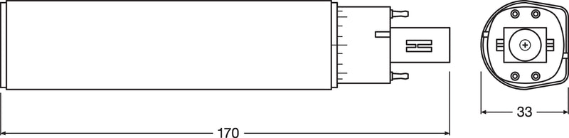 10W, 990/1100lm, Dulux D/E HF & AC Mains Value, G24Q-3, 33x169mm LED Pistokantalamppu Ledvance