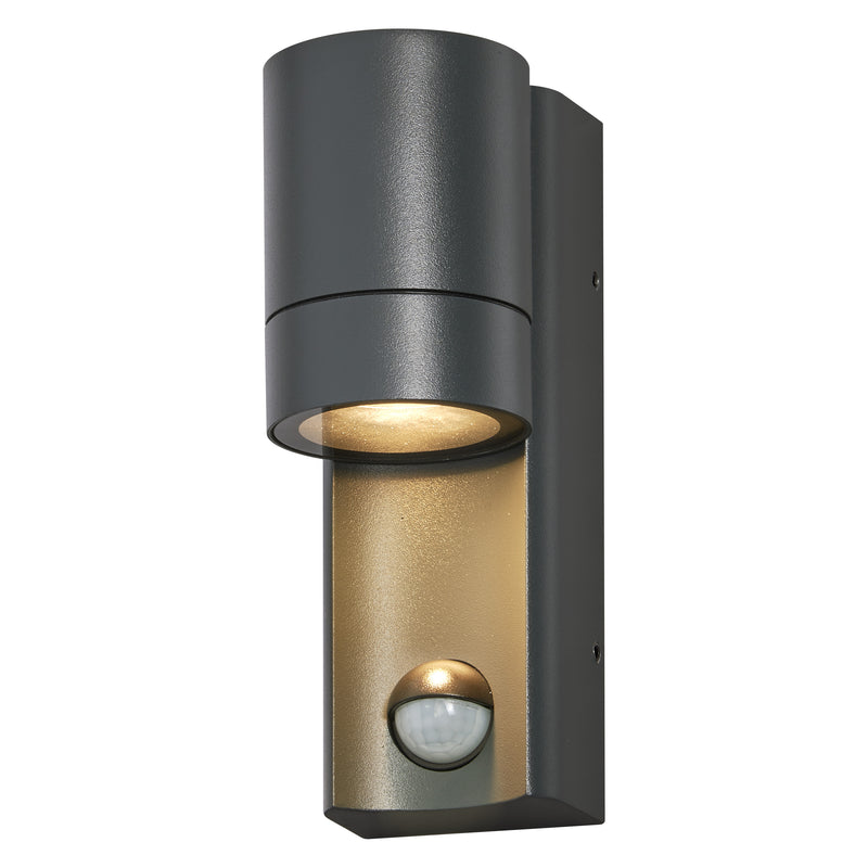 Endura Classic Isidor Wandsensor DUNKELGRAU, GU10, IP65, IK05, Außenwandleuchtengehäuse mit Bewegungs- und Tageslichtsensor Osram