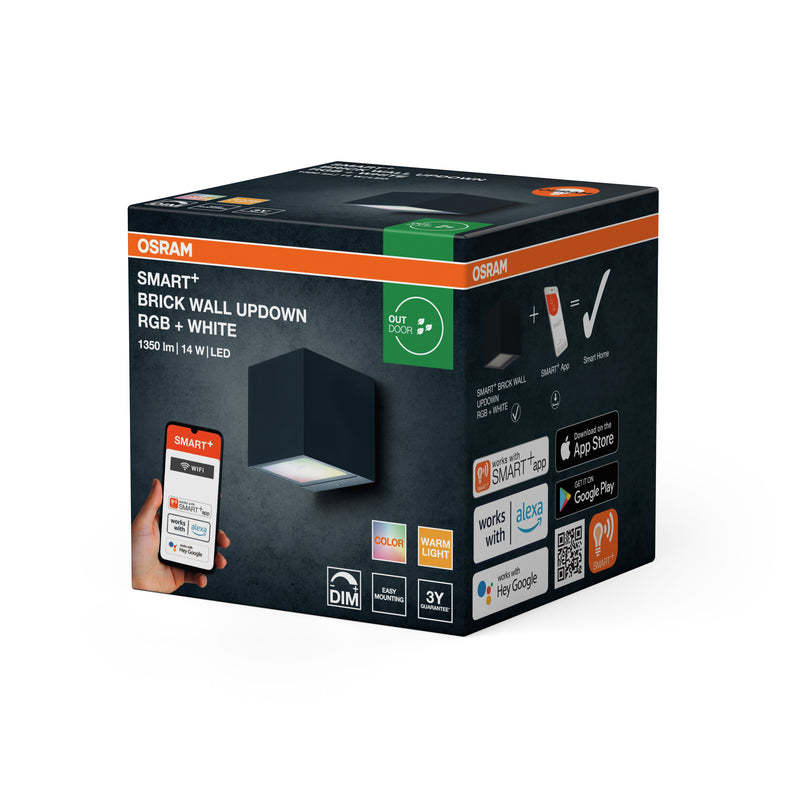 Osram Smart+ Wifi Brick Wall UpDown LED-seinävalaisin 14W RGBW IP44 ulkokäyttöön
