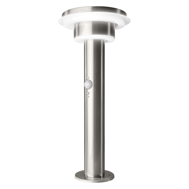 6W, 400lm, Endura Style Solar Post Sensor Double Circle Stainless Steel, 3000K, IP44, IK03, 178x400mm, Led Ulkovalaisin aurinkokennolla Osram