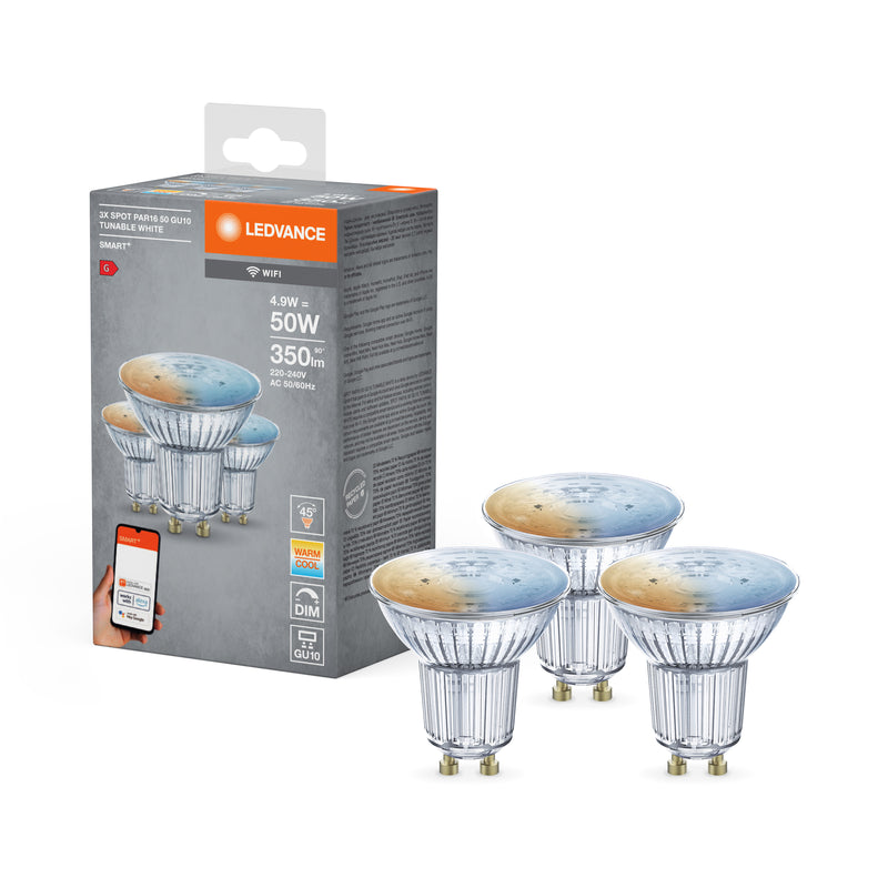 4.9W, 350lm Smart+ WiFi Spot Tunable 45° GU10, 50x52mm, LED älykohdelamppu Ledvance