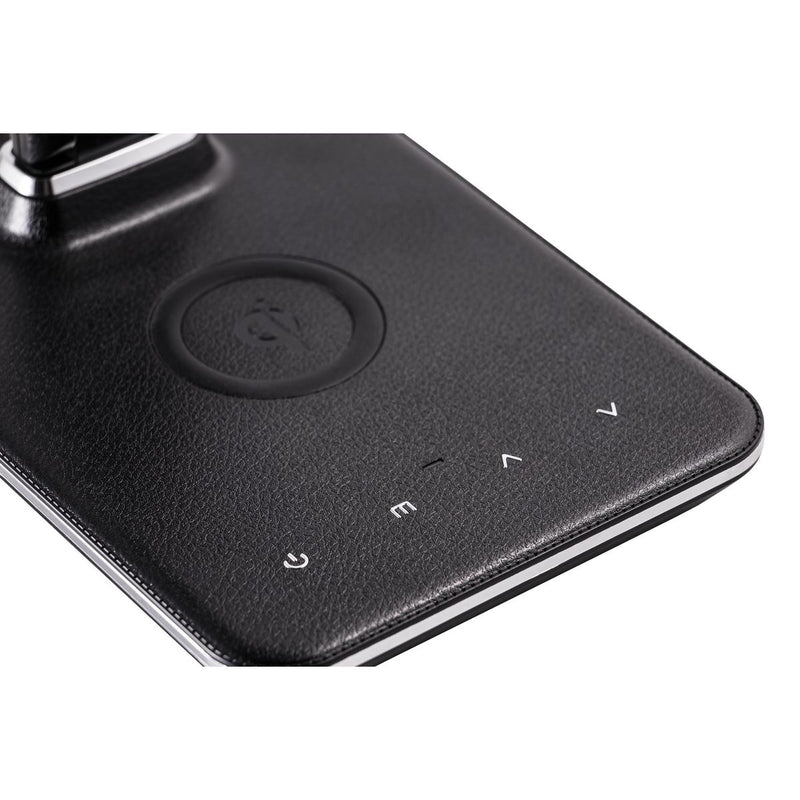 9 W, 350 lm, 2800 K/4200 K, dimmbar, kabelloses Laden 5 V 1 A, LCD-Display, Thorgeon LED-Schreibtischleuchte in Lederoptik Schwarz