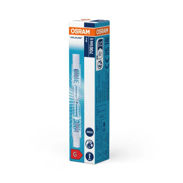 Osram Haloline Halogenlampe R7s 230V 48W 750lm 2900K – 12×78mm zweiseitig gesockelter Stab