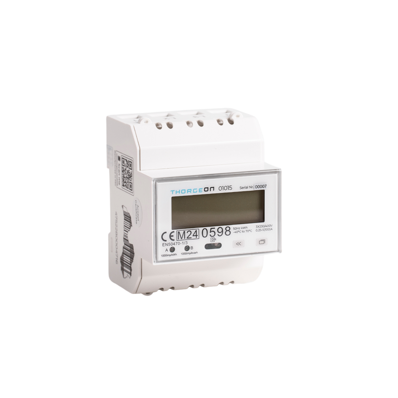 3-phase DIN rail mounted energy meter 80A M-Bus Multi-tariff MID certificate Thorgeon