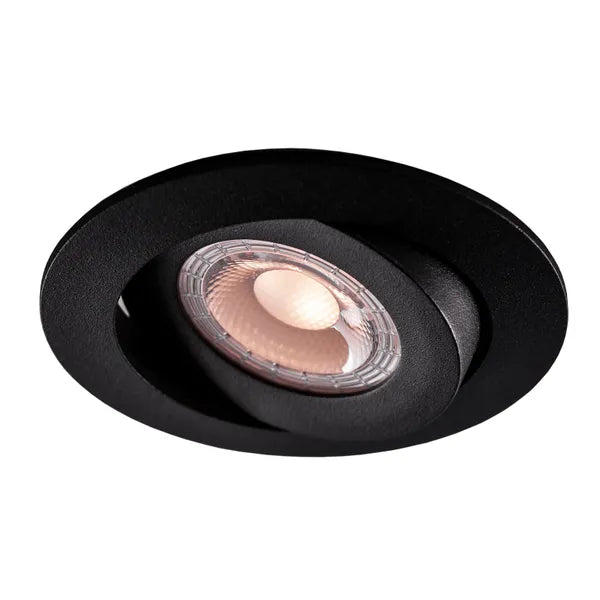 6W, 461lm, Halux LED Slim Downlight, DIM, CCT, 2700K/3000K, IP44, IK04, 31x85mm, Black LED Downlight Thorgeon