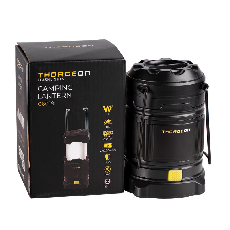 5W, 200lm, Campinglaterne IPX5, 2x1200mAh, LED-Campinglaterne Thorgeon