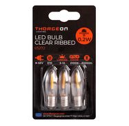 8-55V, 0.2W, 12lm, Clear Ribbed, E10, 2100K, 13x46mm, 3pcs Led lamps for candle holder Thorgeon