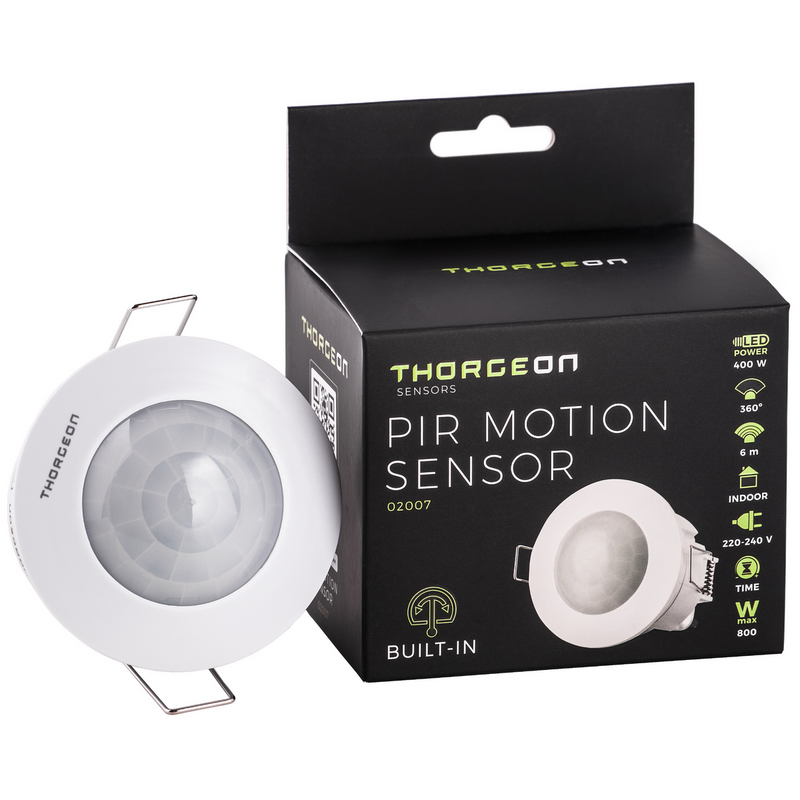 Uppoasennettava PIR Liiketunnistin 6m MAX 800W IP20 Thorgeon