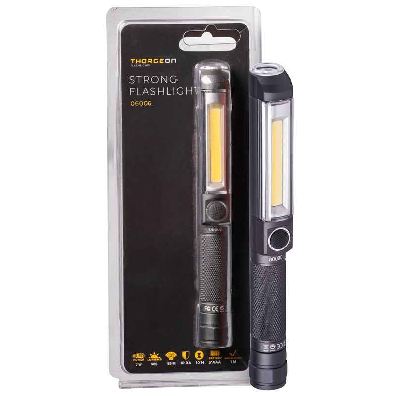 7W, 500lm, Strong Flashlight IPX4, 3xAAA (Ei sisälly), LED taskulamppu Thorgeon