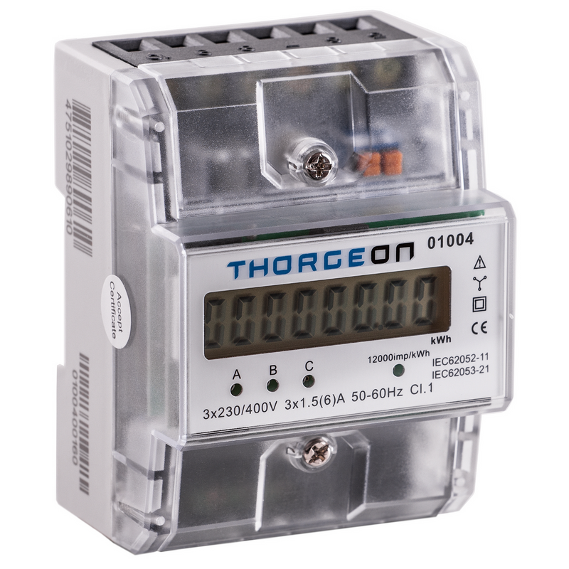 3-vaihe CT DIN kiskoon asennettava energiamittari 6A Thorgeon