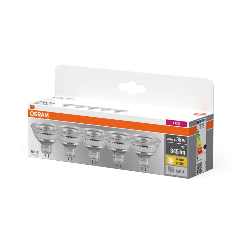 3.8W, 345lm, LED BASE MR16, 12V, 36°, GU5.3, 50x50mm, 5KPL LED Lamppu Osram