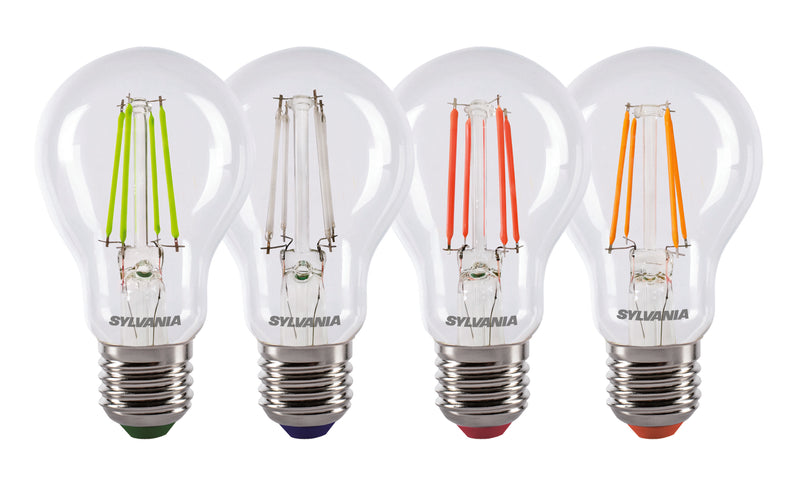 4.1W ToLEDo Retro Chroma A60 E27 lamppulajitelma IP54 Vihreä/Sininen/Punainen/Oranssi 4kpl pakkaus Sylvania