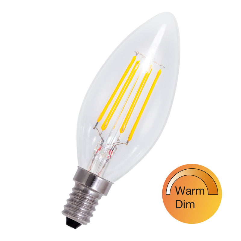 3.5W, 270-80lm, WarmDim, C35, E14, 1900-2700K, 35x100mm, LED Kynttilälamppu