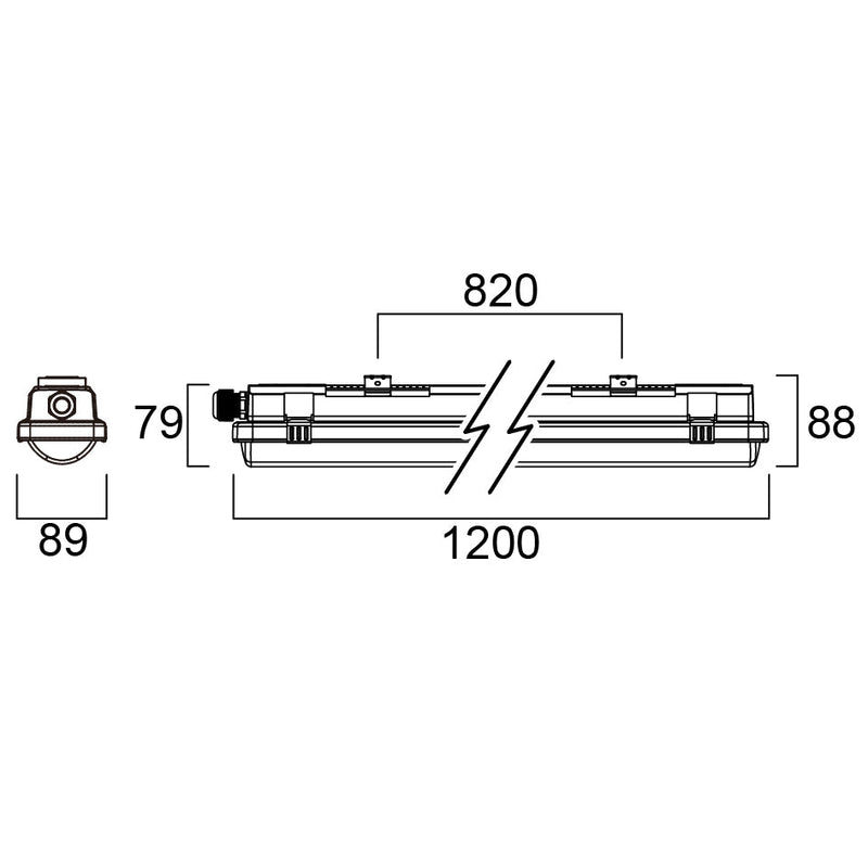 20W, 2800lm Resisto IP66, 4000K, 1200mm, 5x2,5mm2 läpijohdotettu Harmaa Teollisuusvalaisin Sylvania