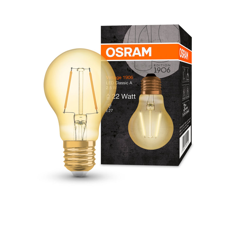 2.5W, 220lm, Vintage 1906 GOLD, E27, 2400K, 60x105mm, LED Decorative Lamp Osram