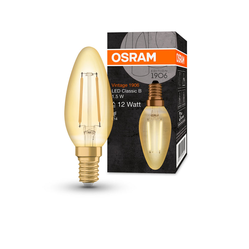 1.5W, 120lm, Vintage 1906 Classic Filament GOLD, E14, 2400K, 35x100mm, LED lamppu Osram